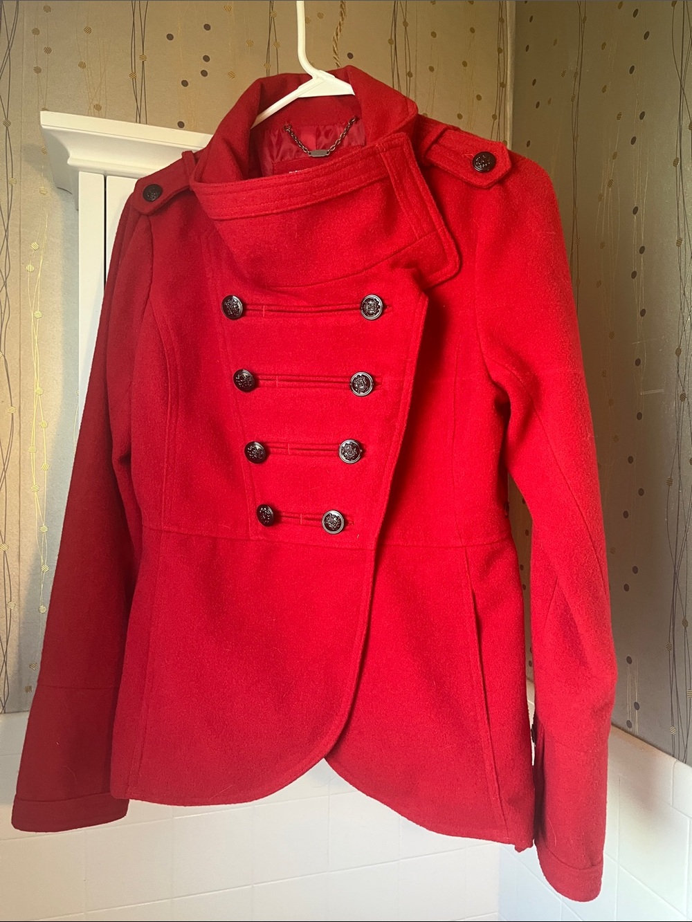 Y2K O’Neill Women’s Red Military-Style Wool Blend Jacket